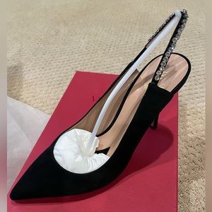 Valentino Garavani Crystal-Embellished Slingback Pumps